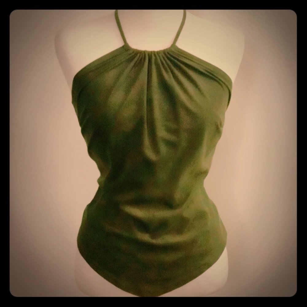 Dark olive suede like material soft top